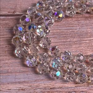 3 separate strands of vintage AB crystal necklace strands